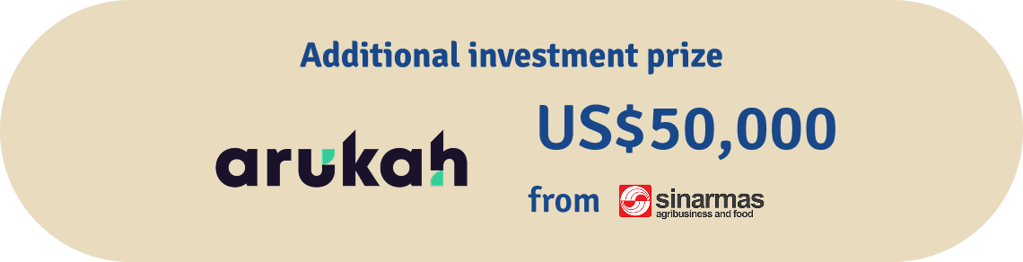 Additional investment prize: Arukah, US$50,000 from Sinarmas Agribusiness and Food